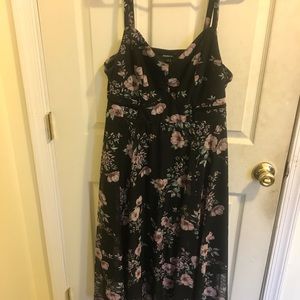 Beautiful black chiffon dress with flowers